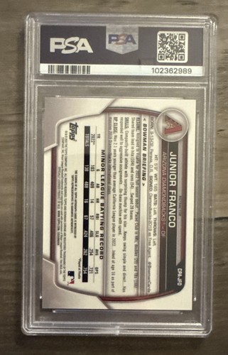 2023 Bowman 1st Chrome Refractor Diamondbacks Junior Franco Auto 107/499 PSA 8 - Picture 2 of 2