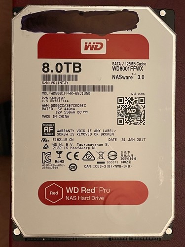 WESTERN DIGITAL RED PRO - WD8001FFWX (1) 8TB HDD