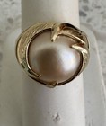 14K Gold Pearl Ring 16mm Large Pearl Size 7, 5.6g Vintage — photo 1