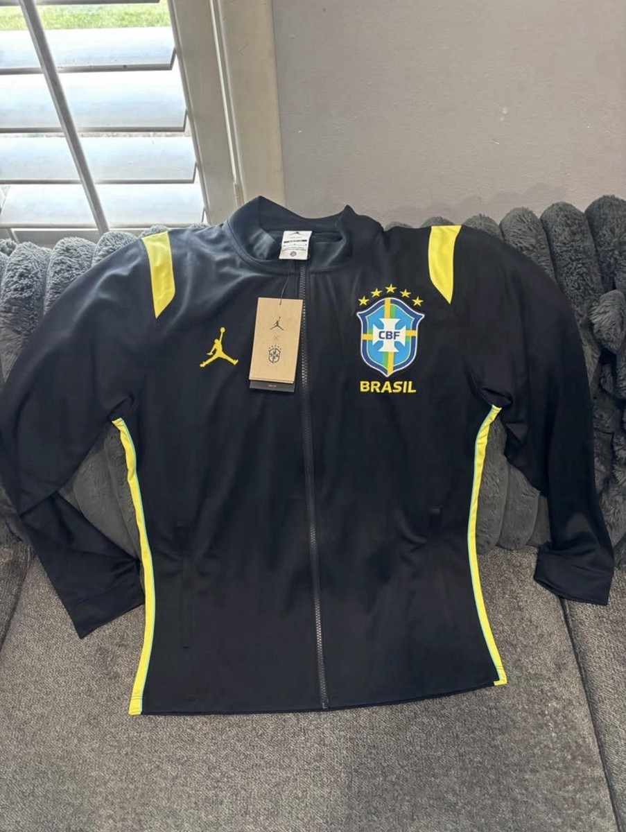 Jordan Brasil National Team Anthem Track Jacket Black Yellow Men's