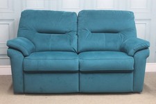 G PLAN SEATTLE STATIC 2 SEATER SOFA IN PLUSH MALLARD FABRIC. RRP £1549.