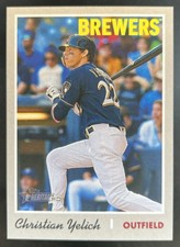 2019 Topps Heritage Christian Yelich Action Variation Short Print SP Brewers 410