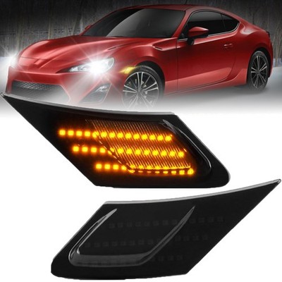 Pair LED Side Marker Lights Assembly Smoked Lens Amber for 2013-2021 Subaru BRZ