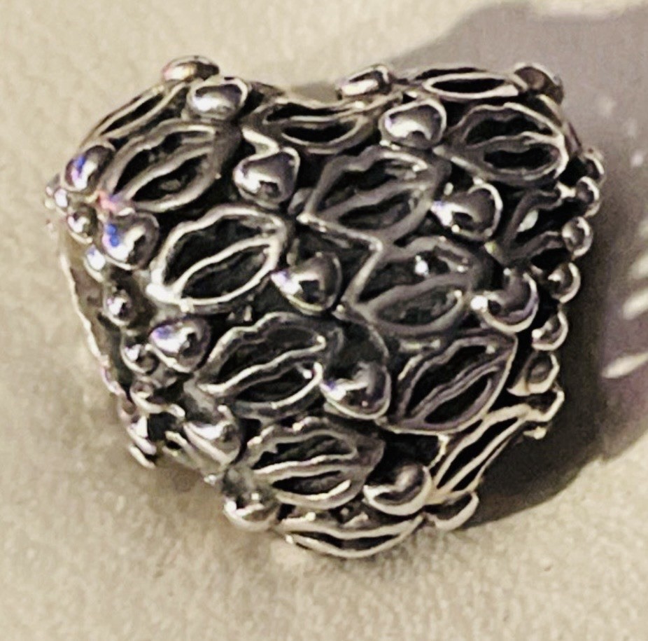 New Pandora Sterling Silver Love & Kisses Openwork Heart Bead Charm S925 ALE