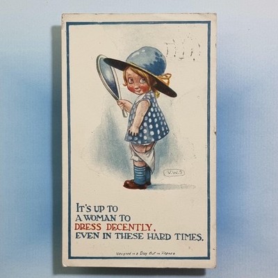 WW1 Comic Sparzeit harte Zeiten Postkarte 1918 ausgegraben Frankreich v.W.S.