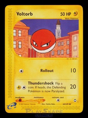 Pokemon Karte Voltorb 64/147 Aquapolis Uncommon WOTC Vintage LP 2002