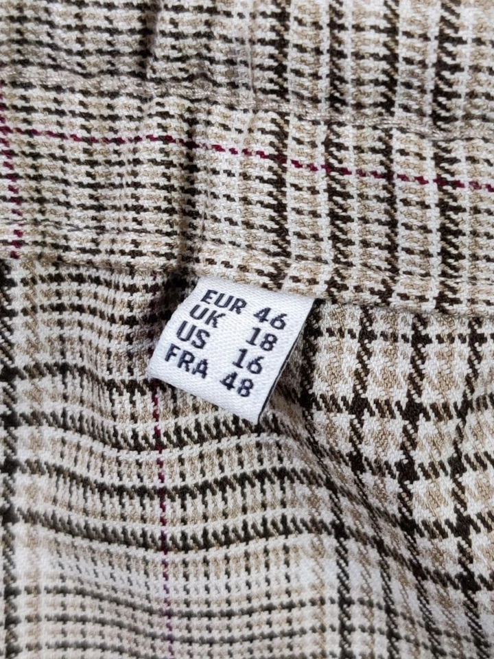 PANTALÓN GANT MARRÓN DIENTES DE PERRO TALLA UK 18 MEZCLA DE VISCOSA MUJER ELÁSTICO PULL ON Foto 4 de 4