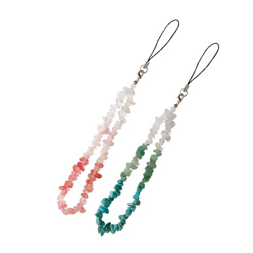 2 Pcs Kristall -Edelstein -Schlüsselkette Dekoratives Telefon Lanyard - 第 1/12 張圖片