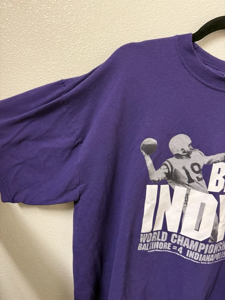 De colección Baltimore Ravens Johnny Unitas Beat Indy! Camiseta Talla XL Foto 4 de 4