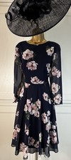 Hobbs UK 14 Navy Pink Dress Wedding Mother of Bride Groom Guest Races Occasion
