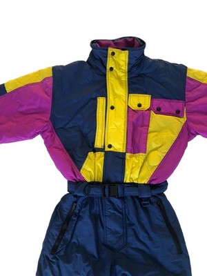 Vintage 80 s Italian All In One Skianzug Gr. Small Waist 26/28  # 466