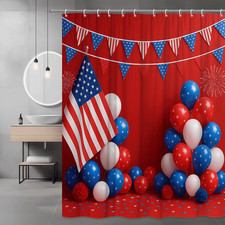 Patriotic Red White Blue Shower Curtain for Holidays