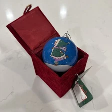 Greenbrier International Hand Painted Glass Snowman Christmas Ornament with Box!