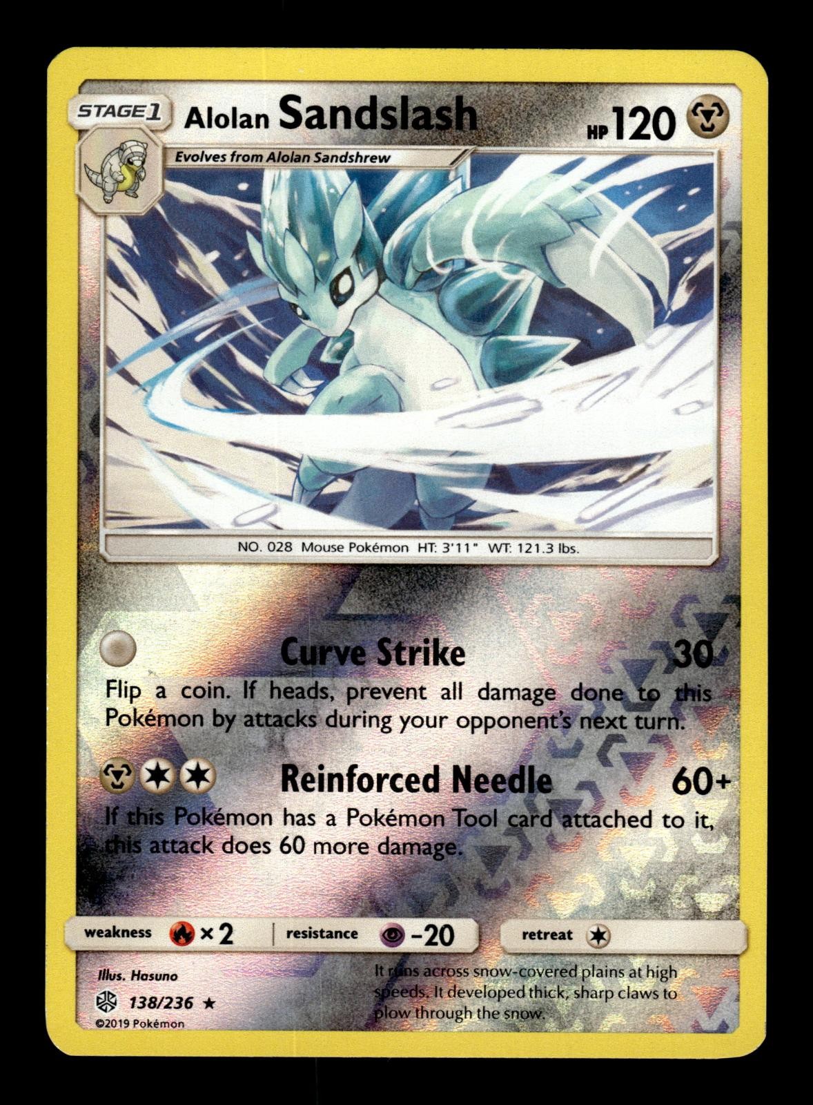 Alolan Sandslash 138/236 Rare Cosmic Eclipse Pokemon Reverse Holo Near Mint