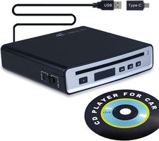 Portable External Car CD Player, Anti-Shock Plug and Play CD Adapter with USB