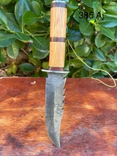 Custom Handmade Forged Damascus Steel Hunting knife with leather sheath