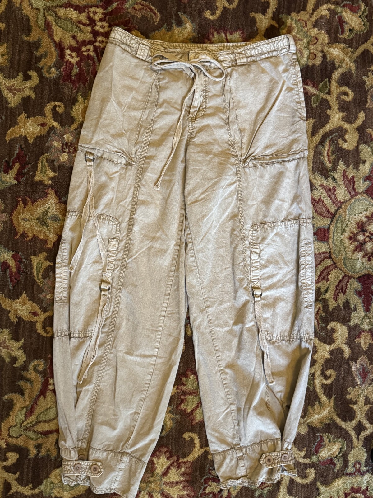 Free People One Step Ahead Tan Parachute Cargo Pants Small