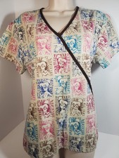 Wonderful World of Disney Tinkerbell Beige Size Small Short Sleeved Scrub Top