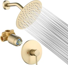 Shower Faucet Set Bathroom 8 Inch Rainfall Shower Head and Handle Set Gold