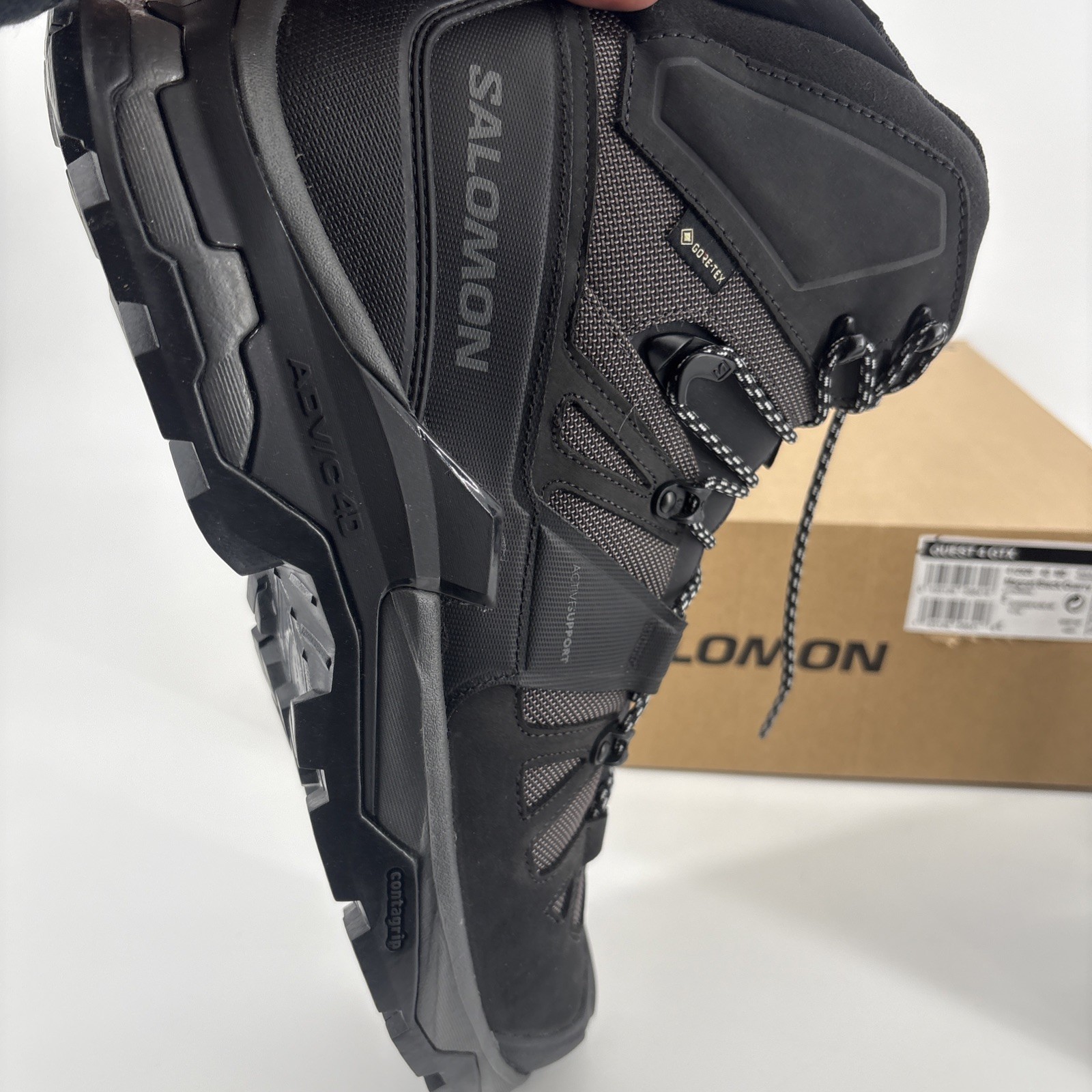 Salomon Men's Quest 4 GTX Goretex Hiking Boots  Magnet/Black/Quarry Sz 14 NEW!