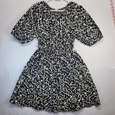 Old Navy Dress Womens Dress Poplin Cut Out Waist Define Puff Sleeve Small