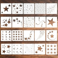 20 Pcs Star Stencils for Painting, Reusable Stencils for Crafts, Large Fabric...