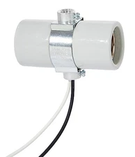 B&P Lamp® Twin Med. Base, Glazed Porcelain Socket with double 1/8IP bushing