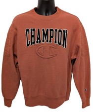 Champion Reverse Weave Sweatshirt Medium Rust Orange Embroidered Logo