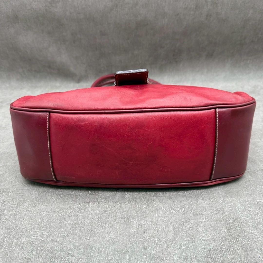 PRADA Triangle Logo Leather Shoulder Bag Red Metal Ring Buckle Y2K Archive 90s thumbnail 10