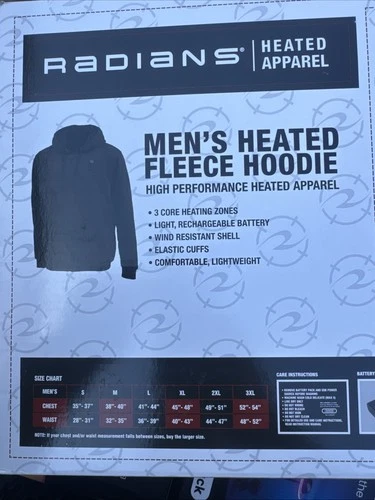 Radians Heated Apparel Men’s Heated Hooded Full Zip Jacket Black XL RHG-H300G-XL image 6