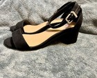 EUC Womens Torrid Black Velvet Block Heel Sandal Shoes 7.5W Ankle Strap Open Toe — photo 4