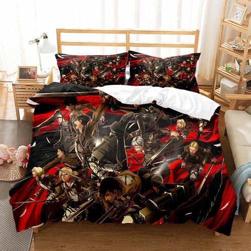 Attack On Titan Bedding Set 2/3 PCS Quilt Duvet Cover Dorm Single Double King UK - Picture 17 of 18