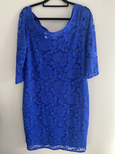 BNWT Electric Blue Bodycon Lace Dress Star By Julien Macdonald Size 20 RRP £60