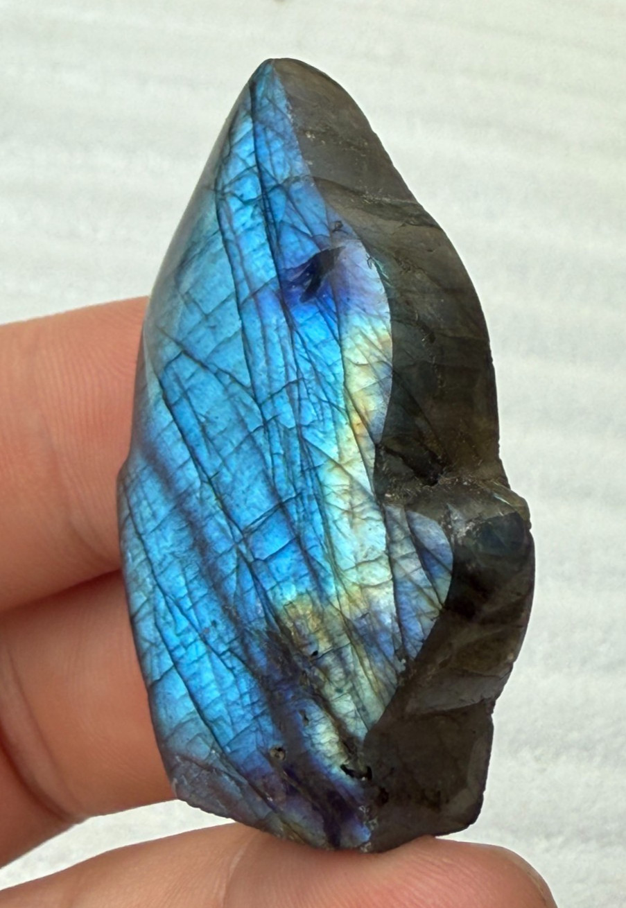 26g Natural Flashy Blue Labradorite Leaf Crystal Quartz Healing Reiki