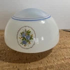 Vintage Round Milk Glass Globe Ceiling Light  Shade Blue Floral 4” Base