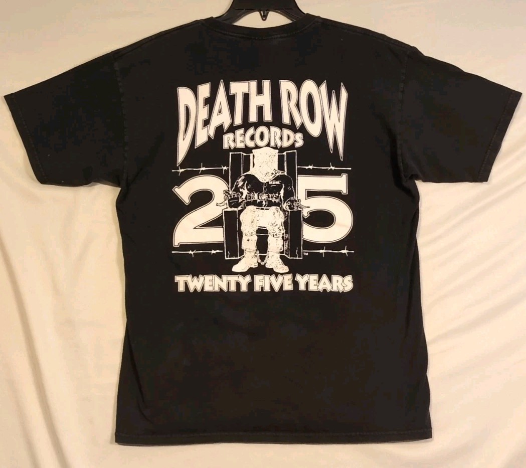 FILA T shirt Death Row Records 25 anni uomo 2XL nero bianco musica rap maglietta adulto rara
