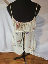 Vtge SEDUCTIVE WEAR by Cinema Etoile Ivory Sheer BABYDOLL Nightie Floral Sz L