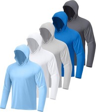 5 Pack Mens UPF 50+ Sun Protection Long Sleeve Hoodie Quick Dry Rash Guard