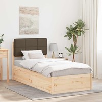 Bettgestell Mit Gepolstertem Kopfteil Taupe 90 X 190 Cm