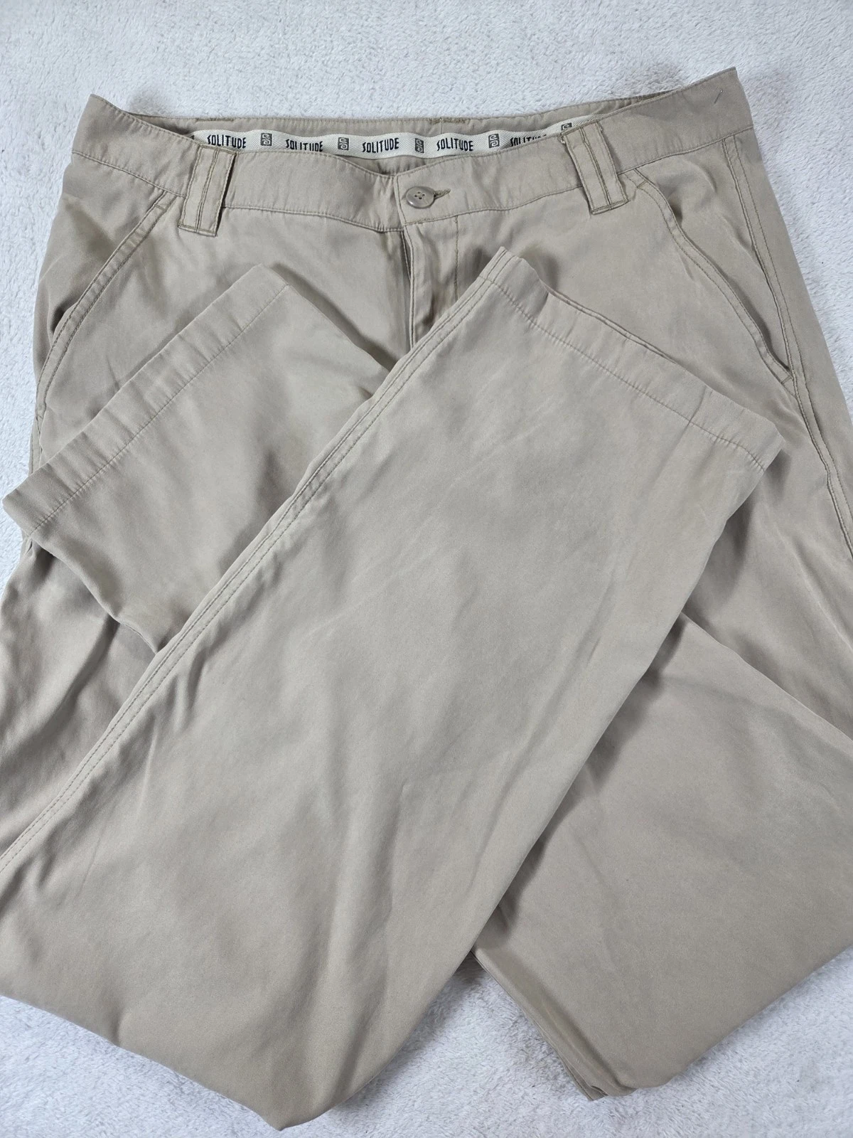 Solitude Mens Golf Pants 36x32 Khaki Performance Lightweight Casual