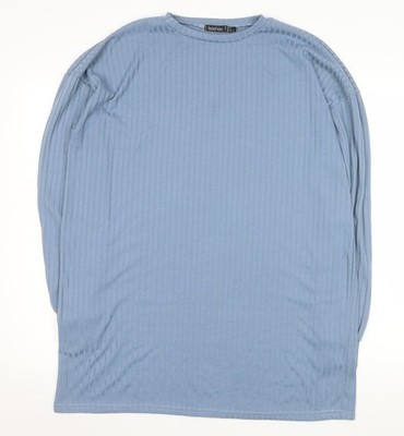 Boohoo Damen blau Langarm T-Shirt Kleid Größe 10