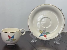 Eastern Star Masonic Demitasse Cup & Saucer Sanders Homer Laughlin Small Crack