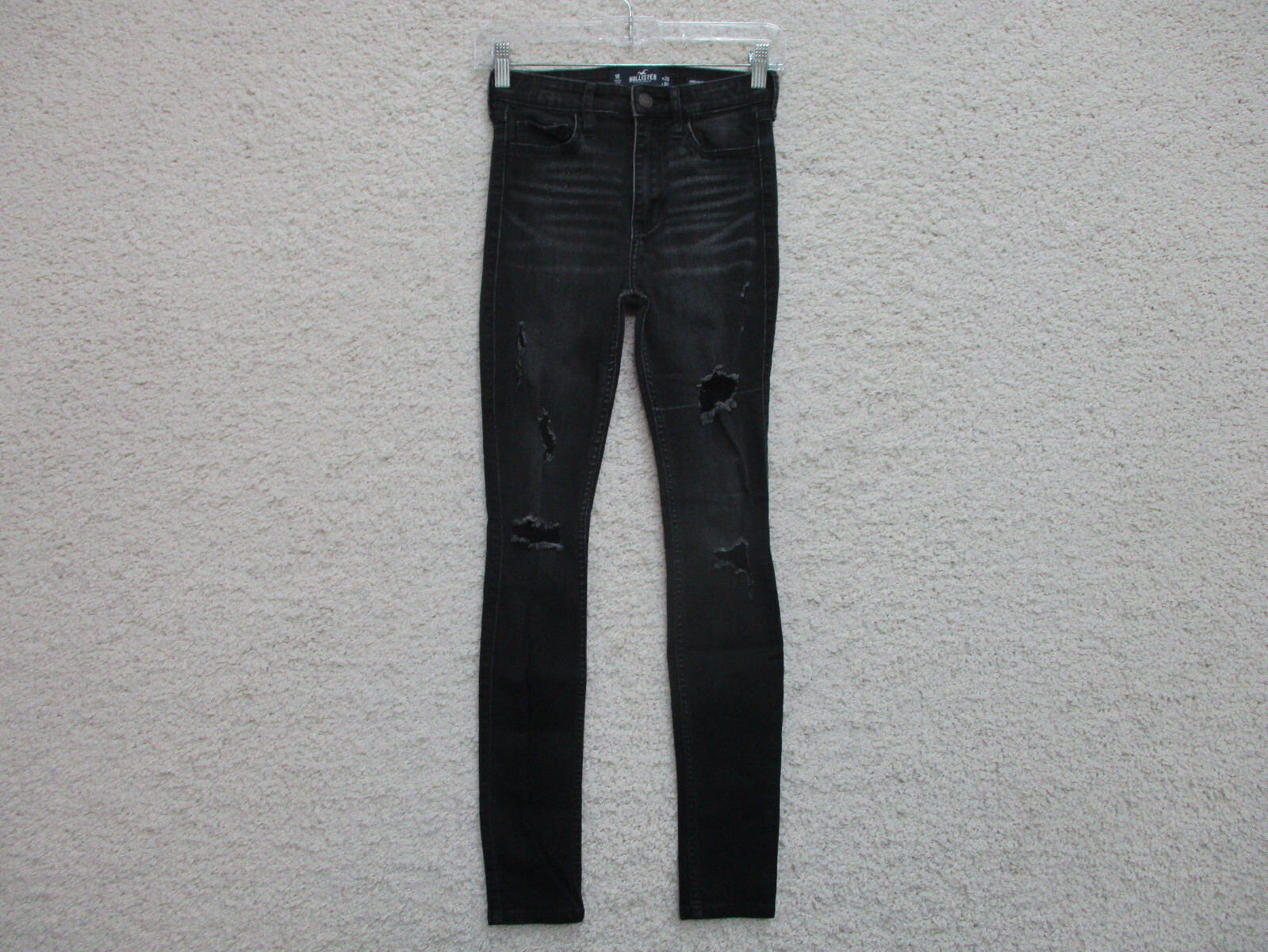Hollister Jeans 1 Womens Juniors Size Black Denim High Rise Super Skinny Stretch