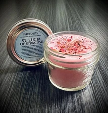 Saint Lucia (Lucy) Devotional 4 OZ Candle Handmade, Organic, Hoodoo, Witchcraft