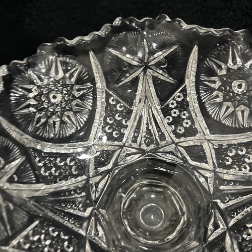 McKee Yultec Punch Bowl Early American Pattern Glass Clear Hobstars Antique - Picture 12 of 13