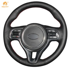 Black Leather Steering Wheel Cover for Kia K5 Sportage 4 KX5  2016 2017 #QY18