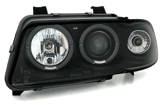 2 FEUX PHARE AVANT ANGEL EYES LED POUR AUDI A4 B5 NOIR DE 11/1994 A 01/1999 - Photo 2/3