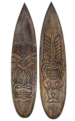 2 Tiki Rustikal Surfboard 100cm Deko Surfbrett für Tiki Bar im Tropical Style 
