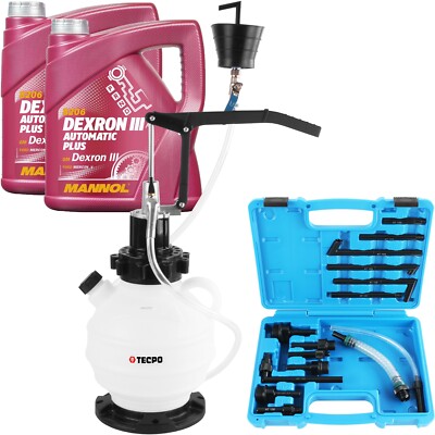 TECPO GETRIEBEÖL EINFÜLLGERÄT 7.5 L ÖLWECHSEL + 8L MANNOL DEXRON III ATF SERVOÖL
