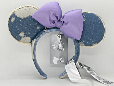 Disney Parks Denim and Purple Ear Headband Disney | Accessories | Disney Parks Denim Bleach Purple Bow  main image 2